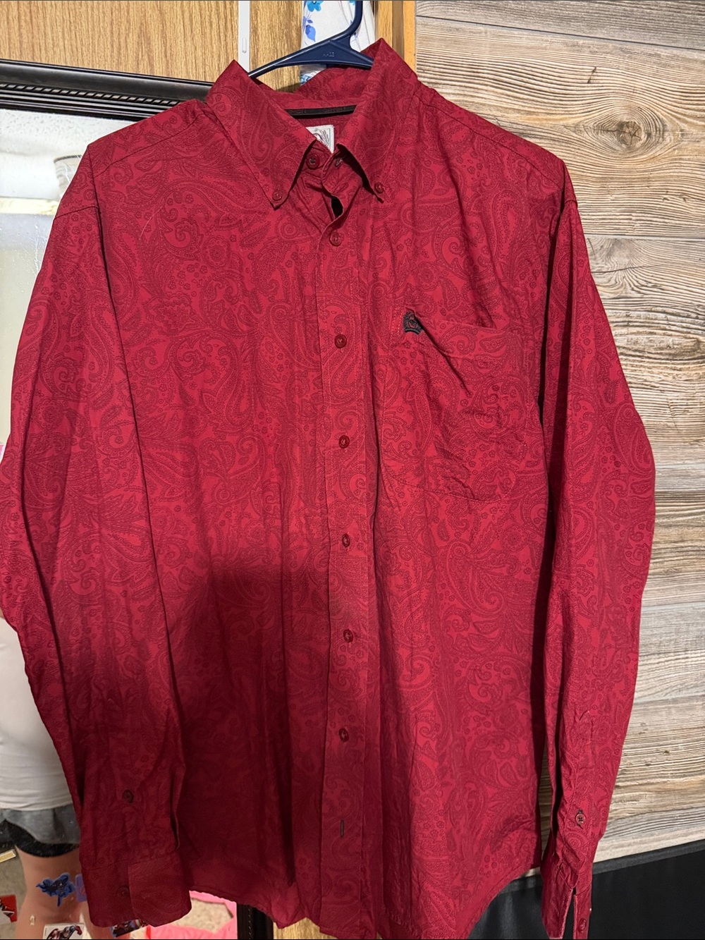 Cinch Men's Red Paisley-Print Button-Down Shirt